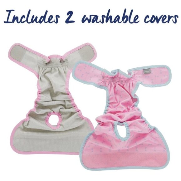 NWT Top Paw Washable Dog Diaper Cover-Ups- 2 Count - Pink Grey Male Female - Picture 2 of 8